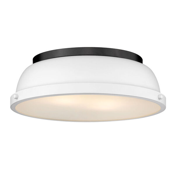 Duncan Matte Black 14-Inch Two-Light Flush Mount with a Matte White Shade, image 1