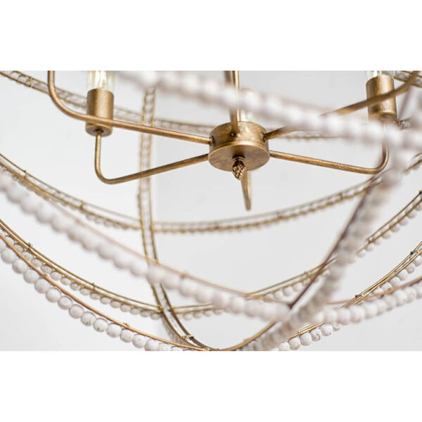 Ava Gold and White Six-Light Chandelier, image 6