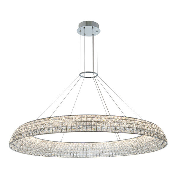 Nuvole Chrome 48-Inch LED Chandelier with Firenze Crystal, image 1
