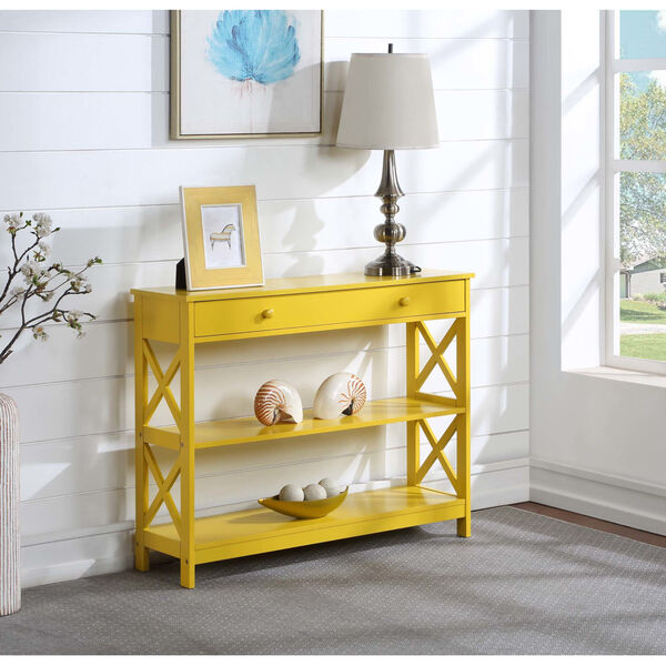 Oxford Yellow One Drawer Console Table with Shelves, image 1