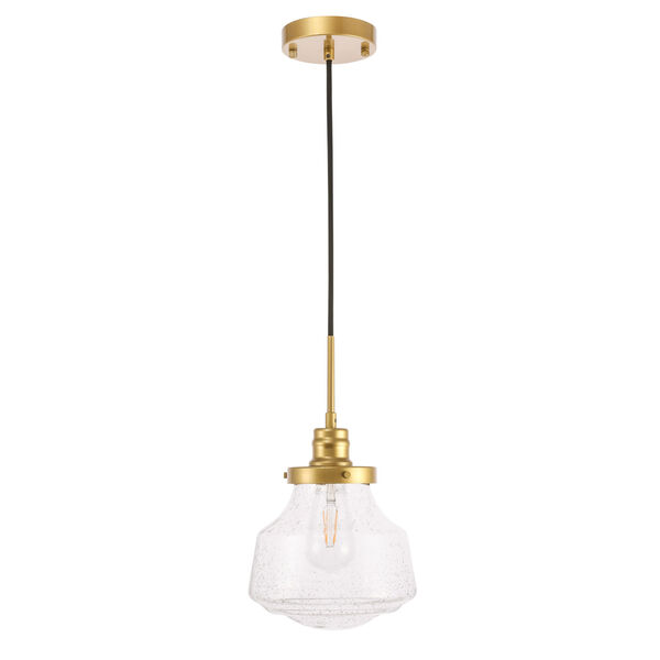 Lyle Brass Eight-Inch One-Light Mini Pendant with Clear Seeded Glass, image 5