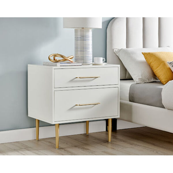 Brynne White Gold Two-Drawer Nightstand - (Open Box), image 1
