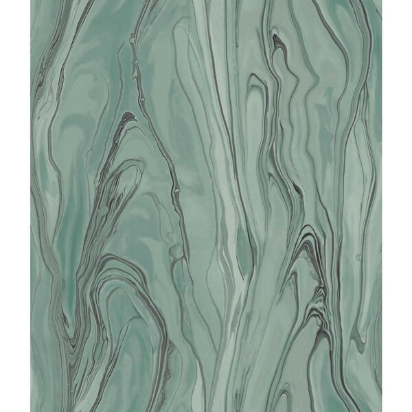 Impressionist Green Liquid Marble Wallpaper, image 1