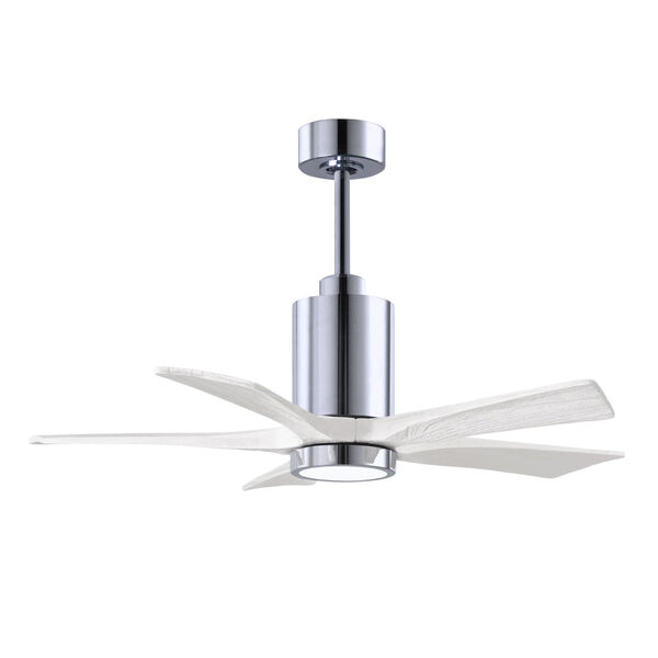 Patricia-5 Polished Chrome and Matte White 42-Inch Ceiling Fan with LED Light Kit, image 1