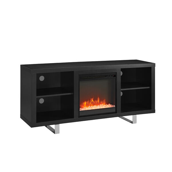 58-Inch Simple Modern Fireplace TV Console - Black, image 2