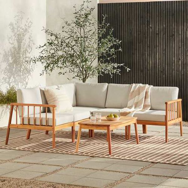 Circa Natural Five-Piece Outdoor Spindle Furniture Set, image 1