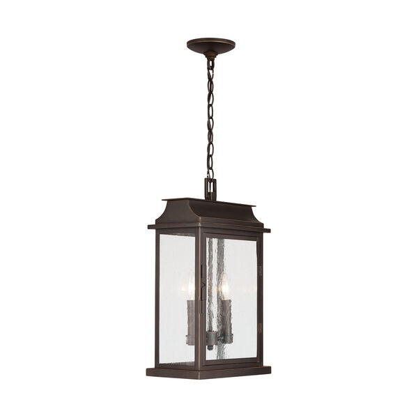 Bolton Oiled Bronze Two-Light Outdoor Hanging Pendant with Antiqued Glass, image 4