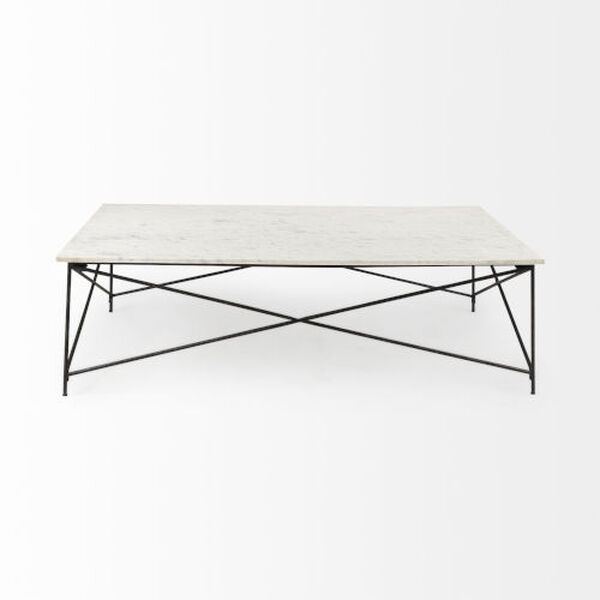 Lorlei I White and Antique Gold X-Shaped Coffee Table, image 2