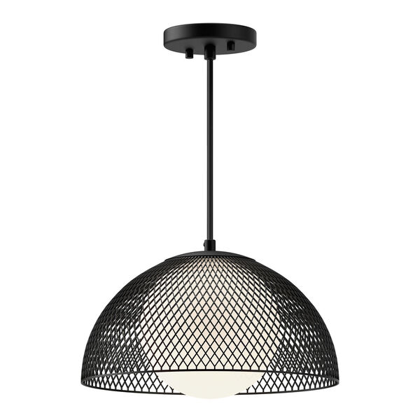 Haven Matte Black One-Light Pendant with Opal Glass, image 1