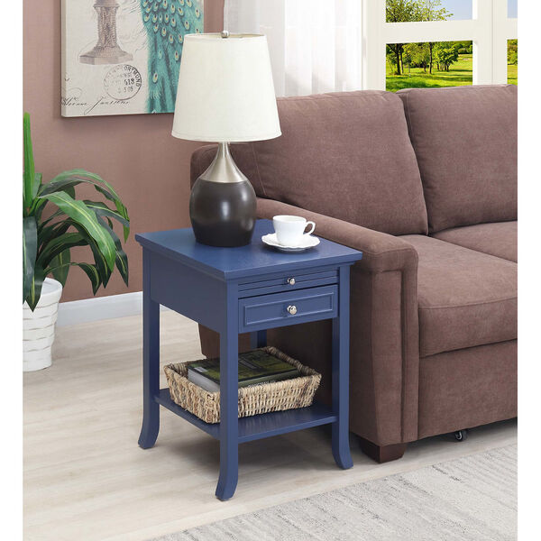 American Heritage Cobalt Blue 18-Inch Logan End Table with Drawer and Slide, image 1