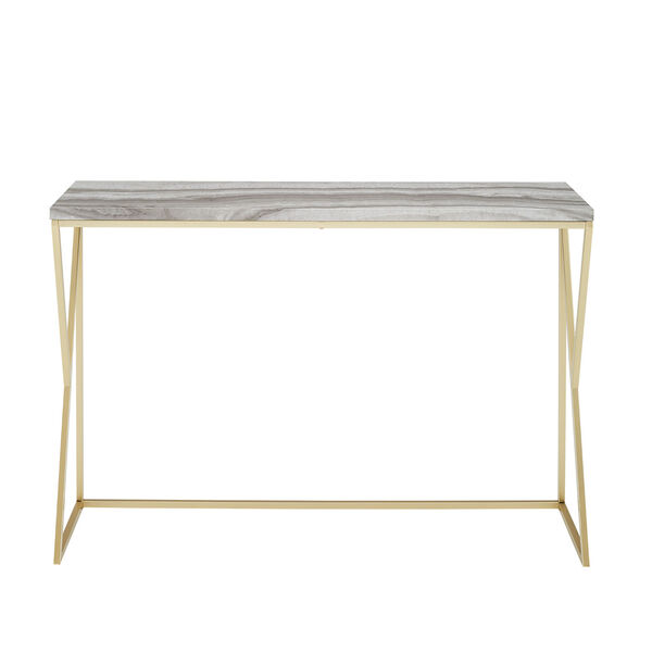 Lana Grey and Gold Geometric Side Entry Table, image 2