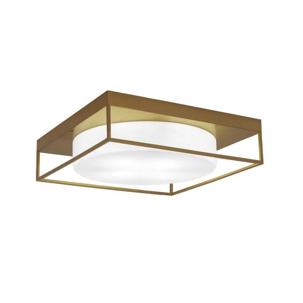 New Age Brass Four-Light Flush Mount with White Marble Glass, image 1