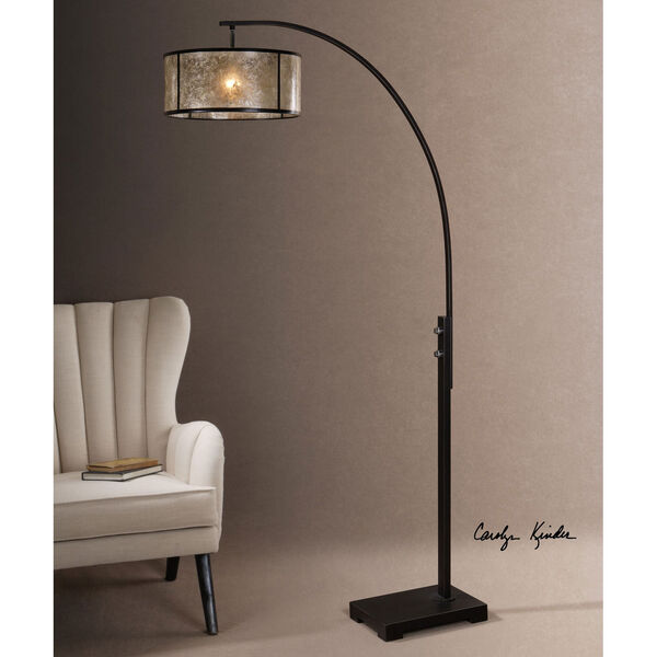 Cairano Curved Metal One-Light Floor Lamp with Drum Shade, image 2
