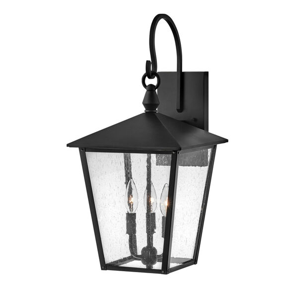 Huntersfield Black Three-Light Outdoor Wall Mount With Clear Seedy Glass, image 2