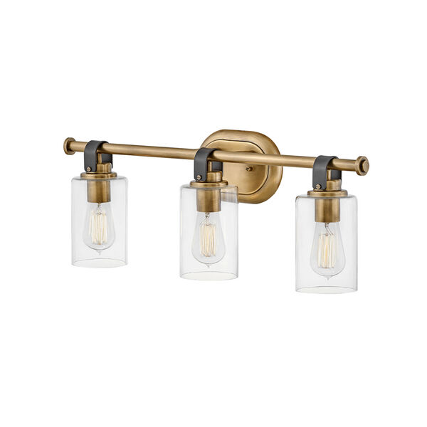 Halstead Heritage Brass Three-Light Bath Vanity With Clear Glass, image 5