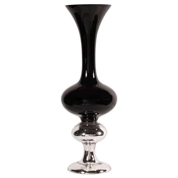 Black Hand Blown Glass Vase- Tall, image 1