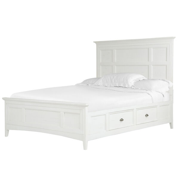 Heron Cove Relaxed Traditional Soft White Queen Panel Bed with Storage Rails, image 2