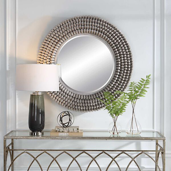 Portside Driftwood and Gray Round Wall Mirror, image 1