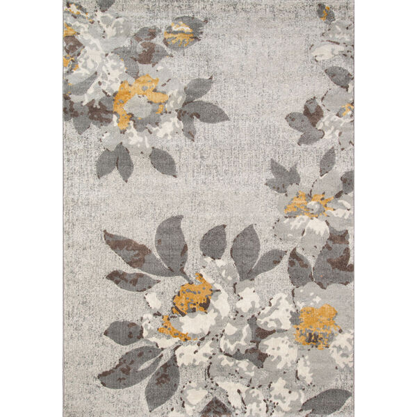 Luxe Gray Floral Rectangular: 5 Ft. 3 In. x 7 Ft. 6 In. Rug, image 1