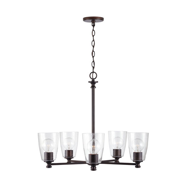 HomePlace Myles Bronze Five-Light Chandelier with Clear Seeded Glass, image 4