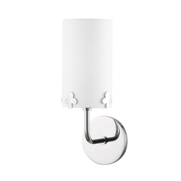 Darlene Polished Nickel One-Light Wall Sconce with Linen Shade, image 1