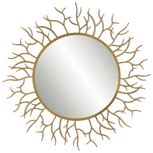 Into The Woods Elegant Gold Leaf 39 x 39-Inch Round Wall Mirror, image 2
