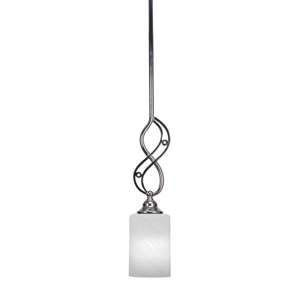 Jazz Chrome One-Light Mini Pendant with Four-Inch White Marble Glass, image 1