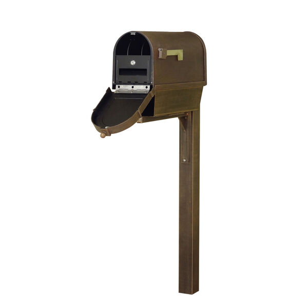 Berkshire Curbside Copper Mailbox with Newspaper Tube, Locking Insert and Wellington Mailbox Post, image 1