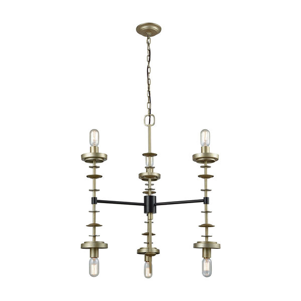 Orion Oil Rubbed Bronze and Antique Silver Six-Light Chandelier, image 1