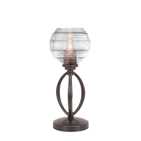 Marquise Dark Granite One-Light Table Lamp with Clear Round Ribbed Glass, image 1