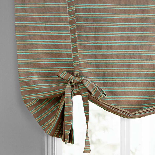Mocha And Teal Hand Weaved Cotton Tie-Up Window Shade Single Panel, image 6