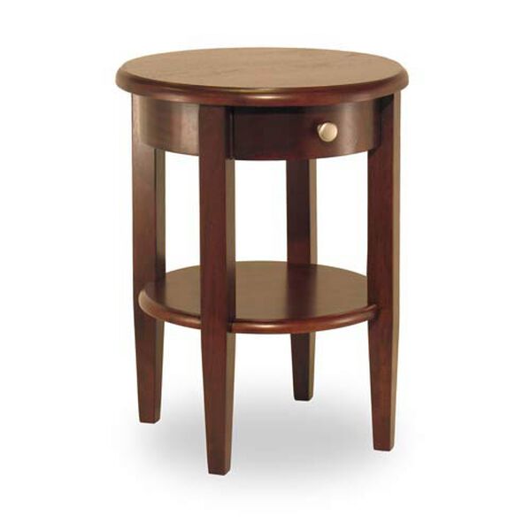 Concord Round End Table with Drawer and Shelf, image 1