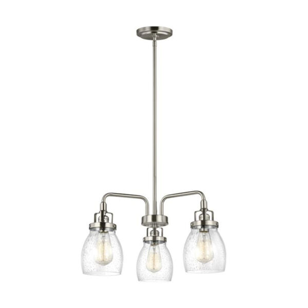 Belton Brushed Nickel Three-Light LED Chandelier with Seeded Glass, image 2