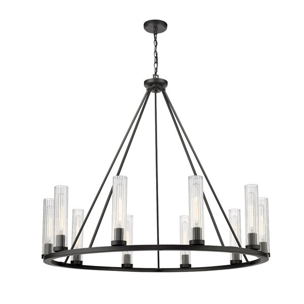 Beau Bronze 10-Light Chandelier with Clear Glass Shade, image 1