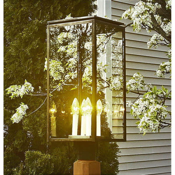 Downtown Dark Brass Four-Light Outdoor Post Mount with Clear Glass, image 3