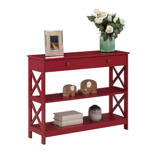 Oxford One Drawer Console Table in Cranberry Red, image 2
