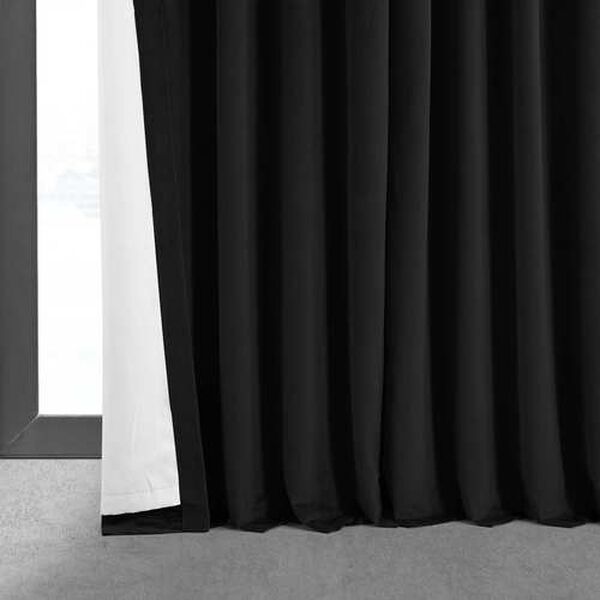 Signature Black Double Wide Velvet Blackout Pole Pocket Single Panel Curtain 100 x 96, image 7