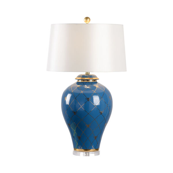 Shayla Copas Blue Glaze and Metallic Gold One-Light Ginger Jar Table Lamp, image 1