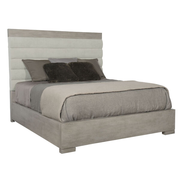 Linea Gray Upholstered Channel Queen Bed, image 1