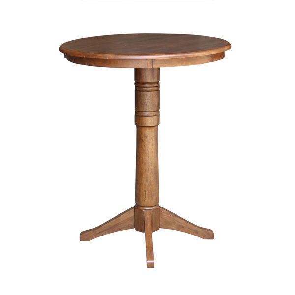 Distressed Oak 30-Inch Round Top Bar Height Pedestal Table, image 1