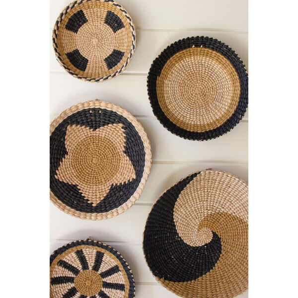 Rattan Wood Round Seagrass Platters, Set of Five, image 2