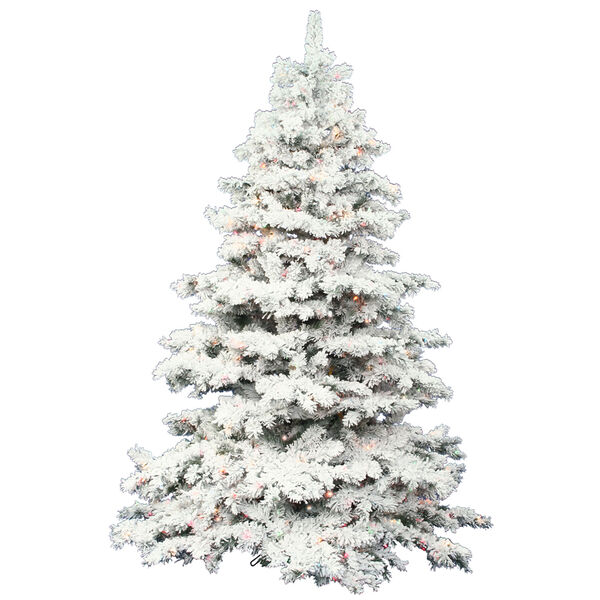 Flocked White on Green 7.5 Foot LED Alaskan Tree with 900 Multicolor Lights, image 1