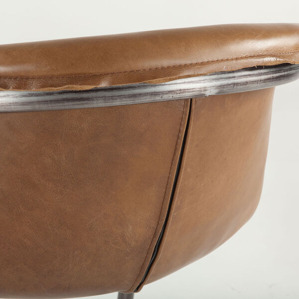 Set of Two Distressed Brown Leather Counter-Height Stools, image 5