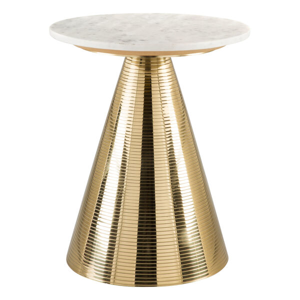 Pure White and Gold Side Table, image 1