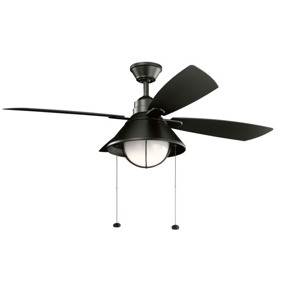 Seaside Satin Black 54-Inch LED Ceiling Fan, image 1