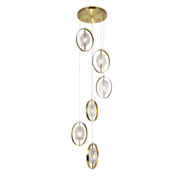 Iris Brass Six-Light Pendant, image 6
