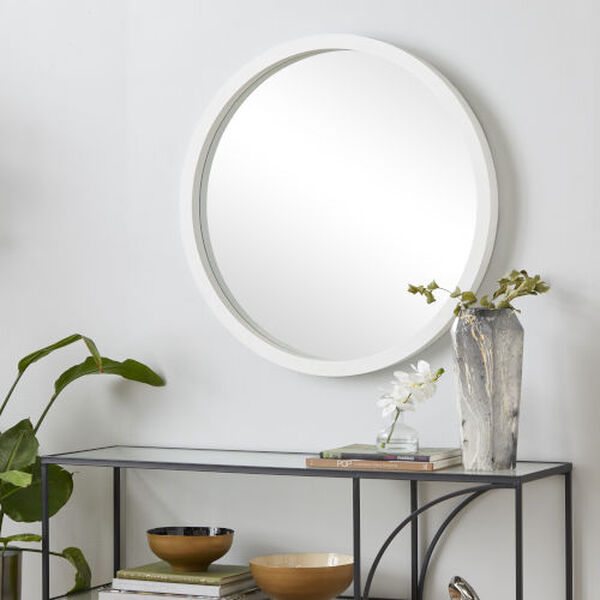 White Wood Wall Mirror, 32-Inch x 32-Inch, image 1