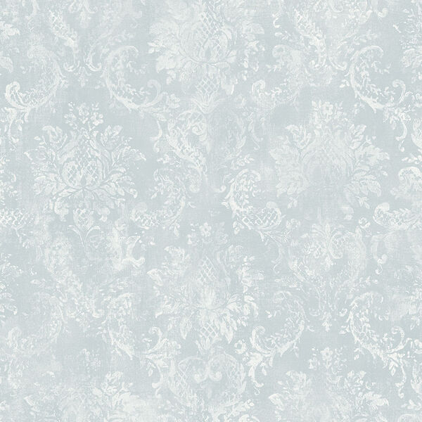 Canvas Damask Aqua Wallpaper - SAMPLE SWATCH ONLY, image 1