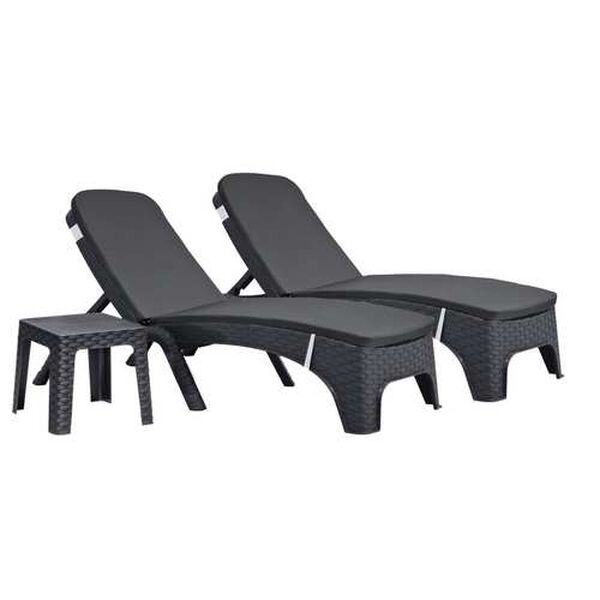 Roma Anthracite Three-Piece Outdoor Chaise Lounger Set with Cushion, image 1