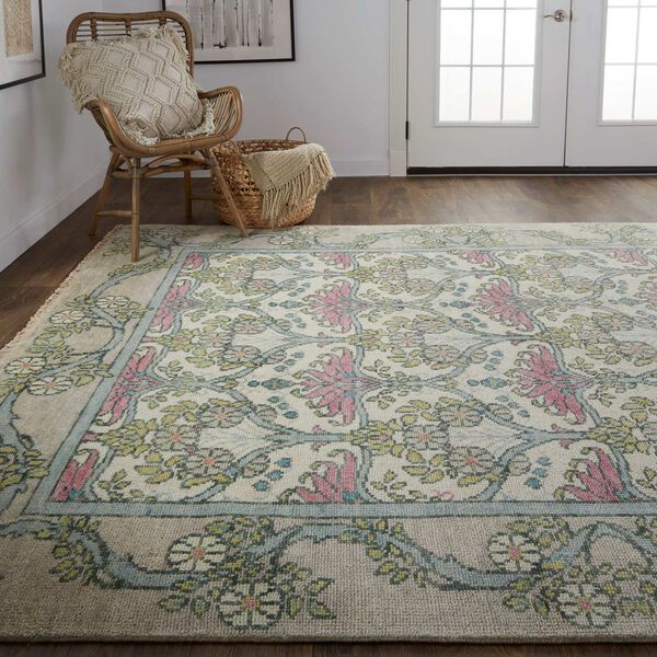 Beall Ivory Pink Green Area Rug, image 4